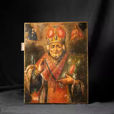 Старовинна ікона «Святий Миколай» з предстоячими першої половини XIX століття