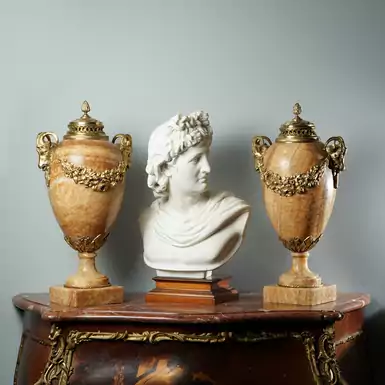 Вінтажна пара мармурових ваз у бронзовій оправі другої половини ХIХ століття, Європа