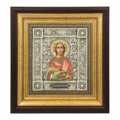 Ікона "Святий великомученик і цілитель Пантелеймон" із позолотою