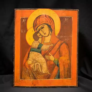 Старинная икона Владимирской Божьей Матери середины XIX века