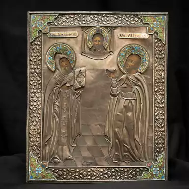 Старинная икона «Святые Димитрий и Михаил» середины XIX века