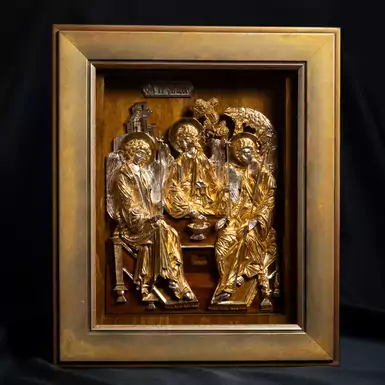 Серебряная позолоченная икона «Пресвятая Троица»