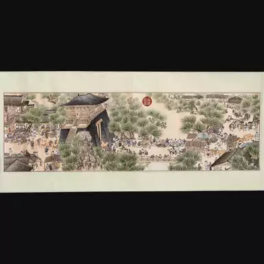 Авторская китайская художественная вышивка ручной работы, 2 метра (шелк, бумага) в изысканном футляре