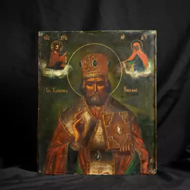 Старинная икона "Святой Христов Николай", последняя треть XIX века
