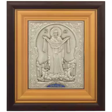 Посеребрённая икона «Покров Пресвятой Богородицы»