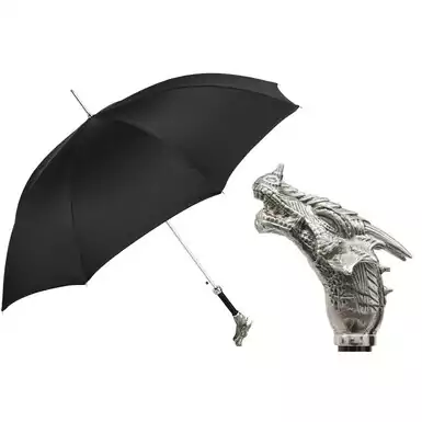 Чоловіча парасолька "Smaug" від Pasotti з латунним руків'ям у вигляді дракона