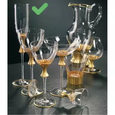 Набор из 6 позолоченных бокалов для шампанского на высокой ножке от Cre Art, Италия