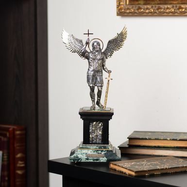 Статуетка "Святий Архангел Михаїл" захисник Києва, латунь "Pandora", позолота, сріблення