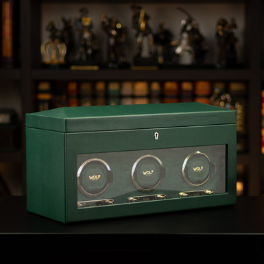 Скринька для автопідзаведення 3-х годинників "Noble Emerald" від Wolf