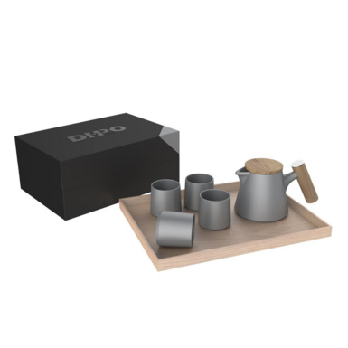 Чайный набор "Trapezoid" серый (1 чайник, 4 чашки)