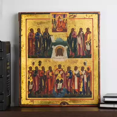 Rare Icon "Assumption of the Lord, the Cathedral of the Saints, the Cathedral of the Archangel Michael." The middle of the XIX century