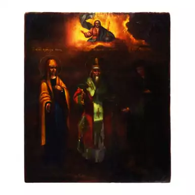 Раритетная икона «Избранные святые - Анна, Анфиса, Никита». XIX век