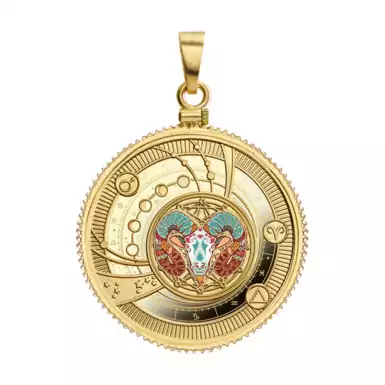 Silver gilded pendant coin «Aries»