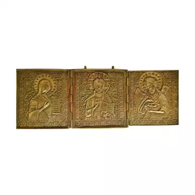 Старинный Складень трехстворчатый «Деисусный чин», середина 19 века