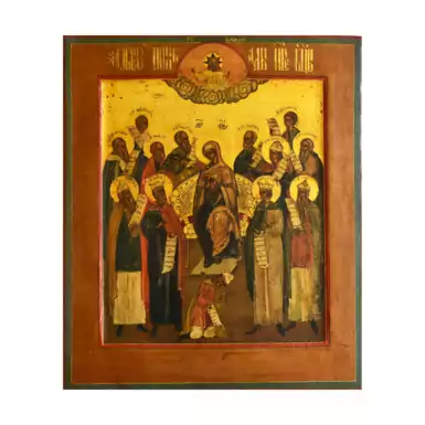 Старинная икона "Похвала Пресвятой Богородицы", середина 19 века