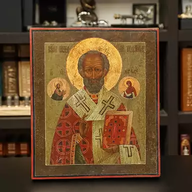 Старинная икона «Святой Николай», середина 19 века