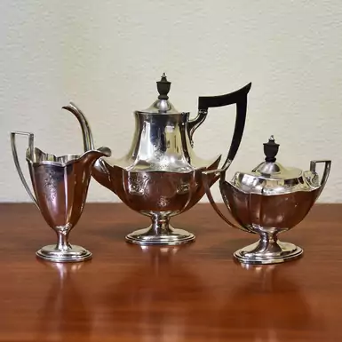 Antique silver three-piece coffee service, Germany, second half of the 19th century