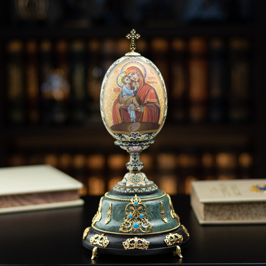 Яйце православне з іконами Почаївська богородиця та Миколай чудотворець