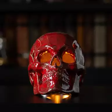 Керамический светильник «Череп» красного цвета