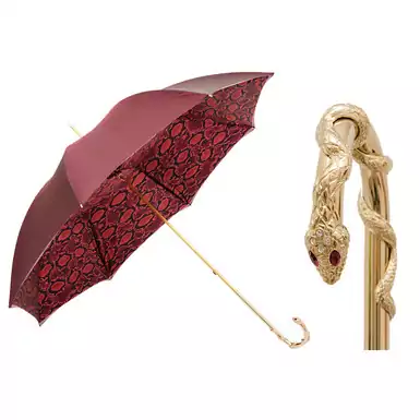 Presentable Red Python umbrella cane by Pasotti