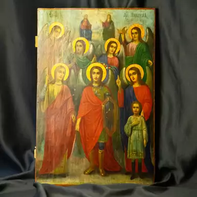 Раритетная икона "Собор Архангела Михаила", конец XIX века