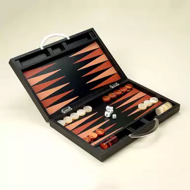 Designer backgammon in a black case from Renzo Romagnoli