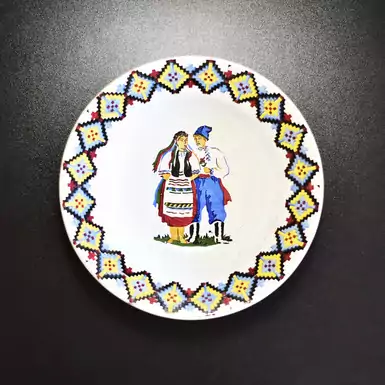 Раритетная керамическая тарелка, в единственном экземпляре, ручная работа, Польша, Влоцлавек, конец ХІХ века