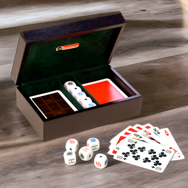 Set of playing cards in a leather case «Black Box» by Renzo Romagnoli