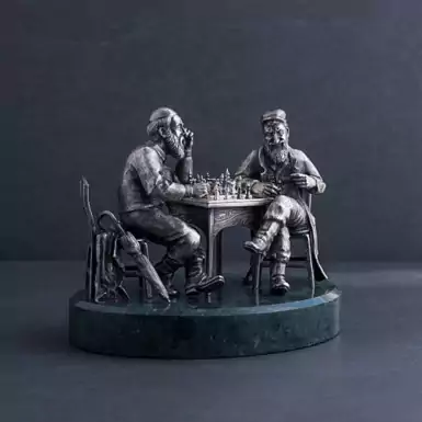 Серебряная фигура ручной работы "Jewish chess players"