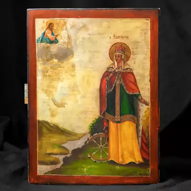 Старинная икона "Святая Екатерина", конец XIX века