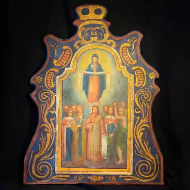 Раритетна двостороння ікона "Святий Юрій і Покров Пресвятої Богородиці", кінець XIX століття