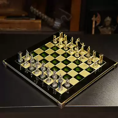 Шаховий набір «Мінойський воїн», зелений (36 х 36 cм)