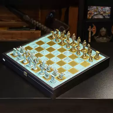 Chess set "Archaic period", turquoise (34 x 34 cm)