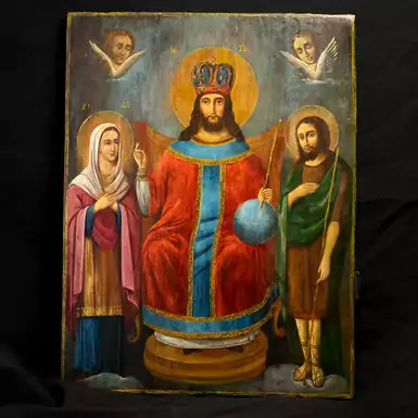 Раритетная икона "Спас на троне" конец XIX века