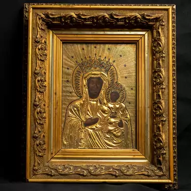 Старинная икона "Ченстоховская Божья матерь" конца XIX начала XX века
