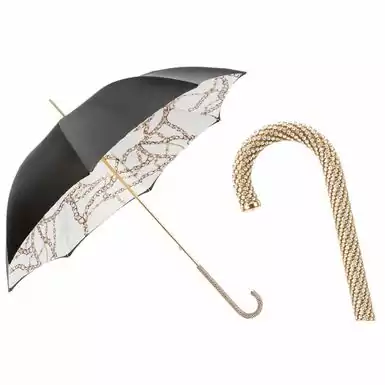 Pasotti umbrella "Black with Chain" with Swarovski crystals