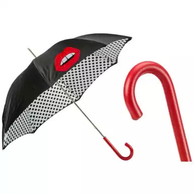 Pasotti парасолька "Red Lips" з ручкою зі шкіри