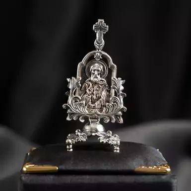 Серебряная ладанка «Сергий Радонежский» на подставке