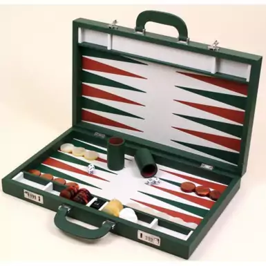 Leather Backgammon "Green Dollar" by Renzo Romagnoli