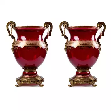 Pair of vintage red glass vases