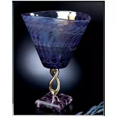 Фіолетова ваза з муранського скла на позолоченій ніжці від Cre Art, Італія