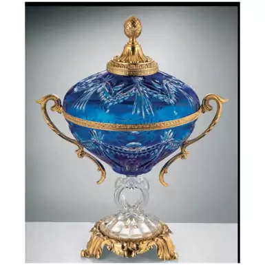 Luxurious vase with a lid on a gilded foot by Cre Art