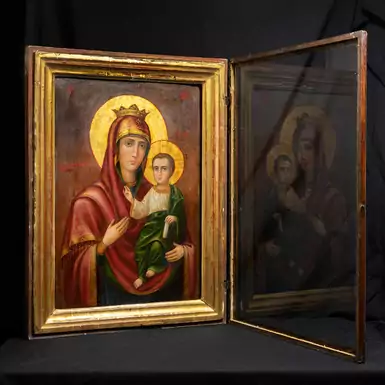 An antique icon of the Iviron Mother of God of the mid-19th century