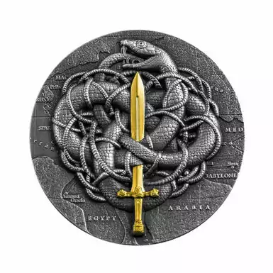 Срібна монета з позолотою і рельєфом "Gordian knot"