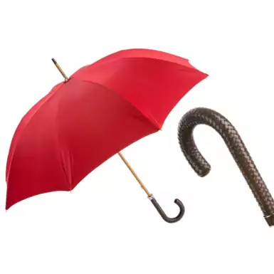 Зонт «GENT UMBRELLA WITH BRAIDED LEATHER HANDLE» от Pasotti 