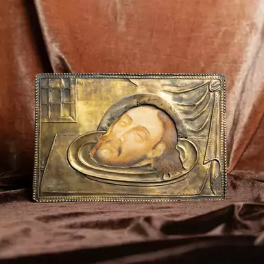 Старинная икона конца XIX века «Усекновение головы Иоанна Крестителя»