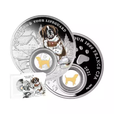 Срібна монета з позолотою "Saint Bernard"