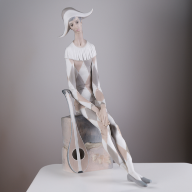 Большая фарфоровая статуэтка "Sad harlequin" от Lladro