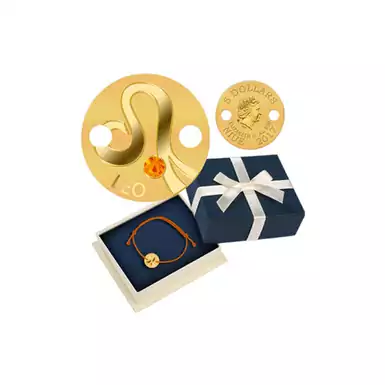 Колекційна золота монета-браслет «Zodiac Leo» 5 доларів острів Ніуе 2017 рік