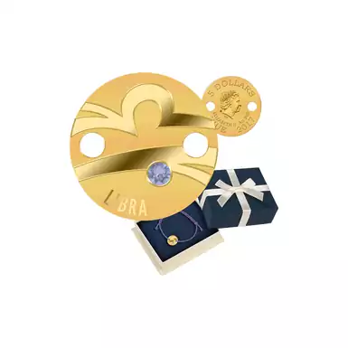 Коллекционная золотая монета-браслет «Zodiac Libra» 5 долларов остров Ниуэ 2017 год